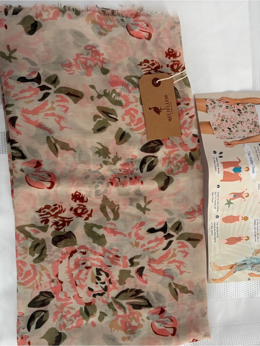 Floral Scarf reverts to skirt or wrap in Blush Pink and Olive